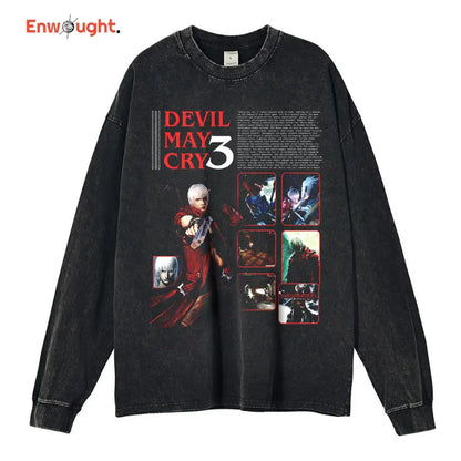 Devil May Cry Long Sleeve Shirt | Oversized Dante & Vergil Tee – Harajuku Style