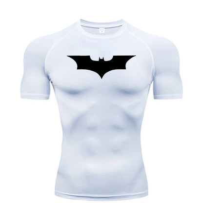 Men’s Bat Print Compression Shirt – Quick Dry Athletic Gym Tee