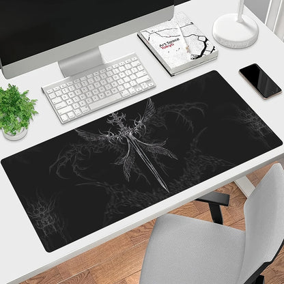 Cybersigilism Angel Sword Gaming Mouse Pad Keyboard Mat Large Desk Mat Dark Fantasy Art Non-Slip Home Computer Accessories