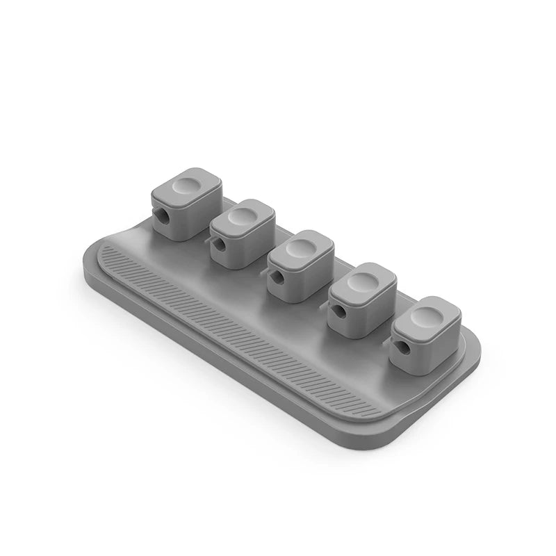 Car mounted magnetic cable management, silicone cable clamp, desktop multi-purpose wire holder, 5 clips for lighting USB C micro