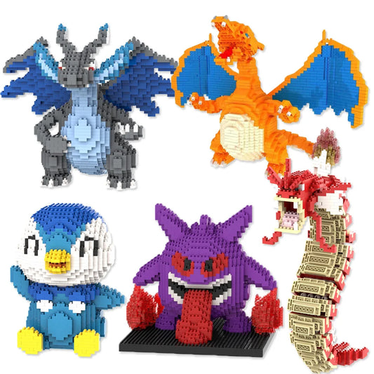Pokemon Gengar Micro Building Blocks Piplup Mega Rayquaza Mega Charizard Assembled Mini Bricks Toys For Kid Christmas Gift