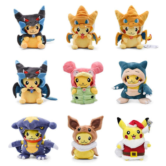 Cos Eevee Pikachu Cosplay Plush Toys Charizard Peluche Lucario Stuffed Animal Doll Collectible Gift,Cartoon 20-30CM