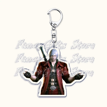 Calssic Demon Video Game Chibi Keychains for Accessories Bag Dante Vergil Nero Sparda Lady Trish V Keyrings Jewelry Gaming Gifts