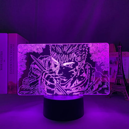 Berserk Guts 3D LED Night Light – Anime Acrylic Lamp with Remote Control