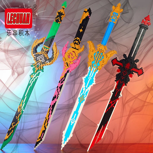 Lechuan Connections Building Blocks Samurai Simulation Sword Micro brick Ninja Knife Weapon Assembly Model Toy Gift for Children