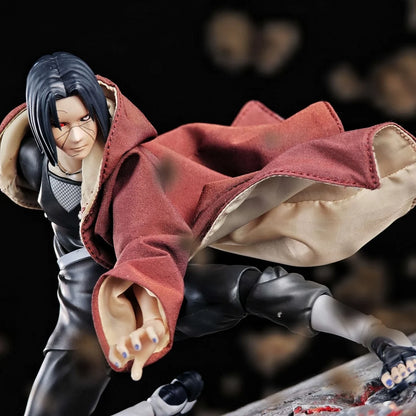 Naruto Anime Shf Uchiha Itachi Rebirth Handmade Clothes Built In Iron Wire for Styling Suitable for 1/12 Movable Humanoid Toys