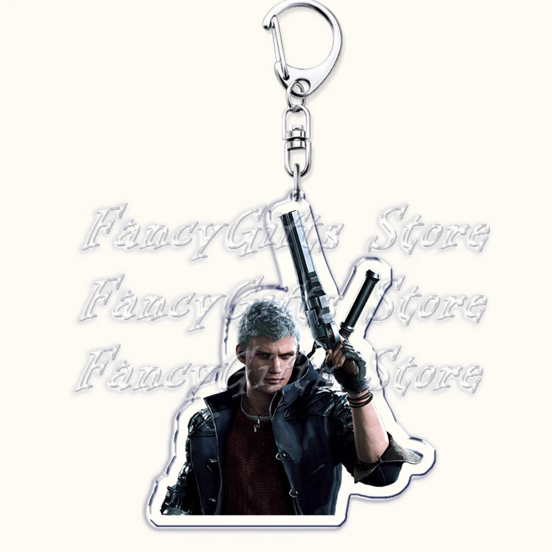 Calssic Demon Video Game Chibi Keychains for Accessories Bag Dante Vergil Nero Sparda Lady Trish V Keyrings Jewelry Gaming Gifts