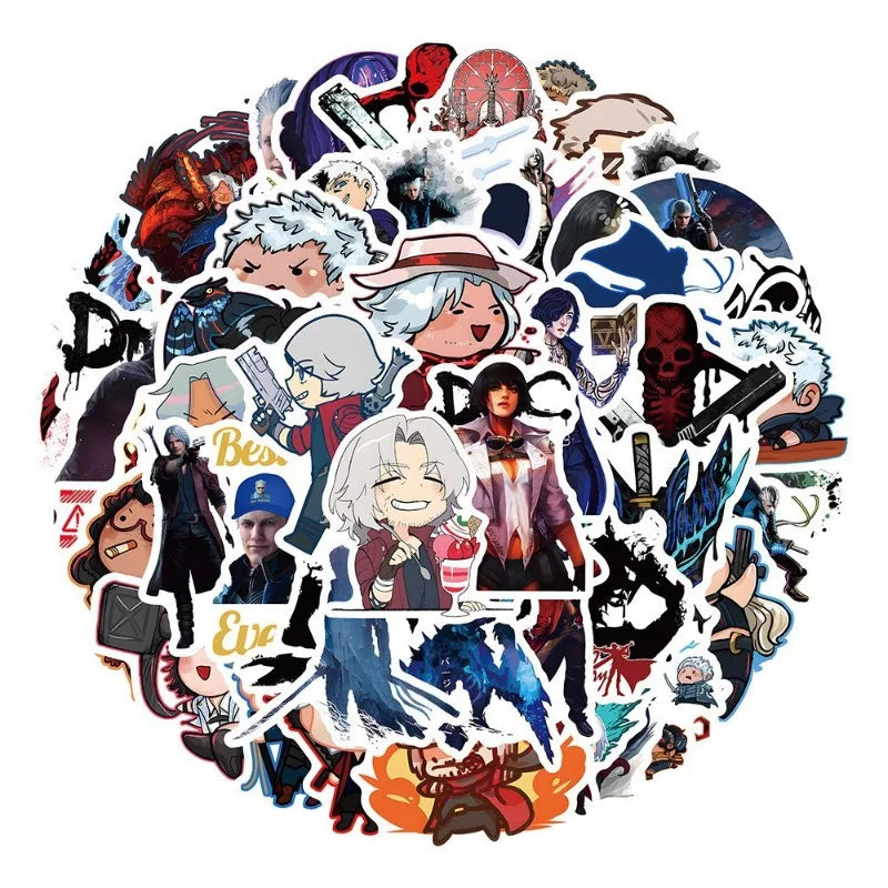 50pcs Devil May Cry Game Stickers Suitcase Water Cup Stationery Mobile Phone Car Scooter Laptop Refrigerator Decoration Stickers