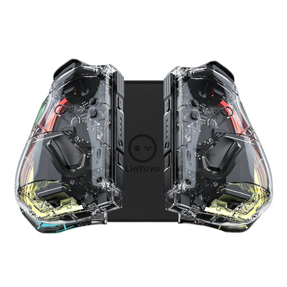 LinYuvo KS40 Transparent Style Wireless Handle for Switch Lite/OLED with 8 LED Lights,Turbo Function,Dual Vibration & Macro Keys