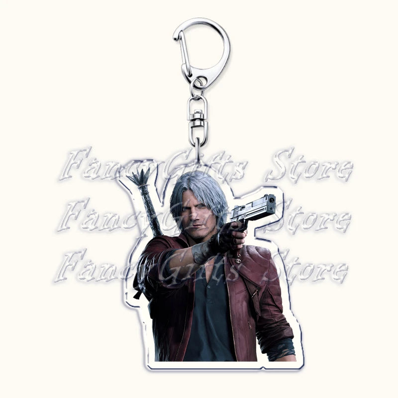 Calssic Demon Video Game Chibi Keychains for Accessories Bag Dante Vergil Nero Sparda Lady Trish V Keyrings Jewelry Gaming Gifts