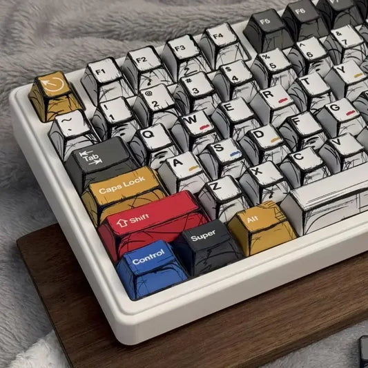 Comic Style Colorful Mixed Light Keycaps Original Factory Height 136 Keys Set Classic Minimalist Style Machine Keycap Decoration