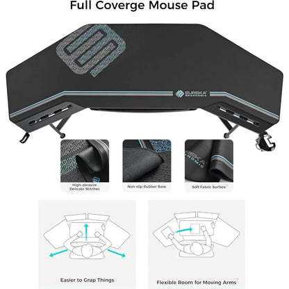 Aero 72" LED Wing‑Shaped Gaming Desk – RGB Studio Setup