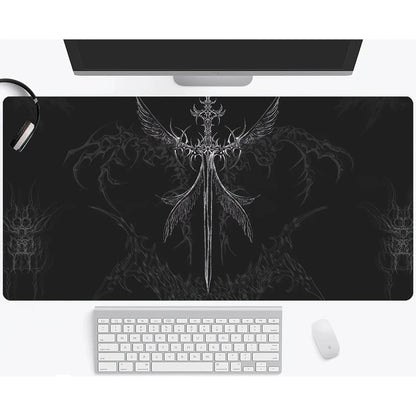 Cybersigilism Angel Sword Gaming Mouse Pad Keyboard Mat Large Desk Mat Dark Fantasy Art Non-Slip Home Computer Accessories