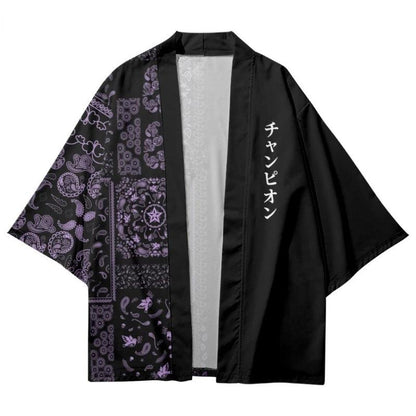 Patchwork Purple Paisley Print Shirt Traditional Haori Cosplay Kimono Women Men Harajuku Japanese Fashion Cardigan Yukata