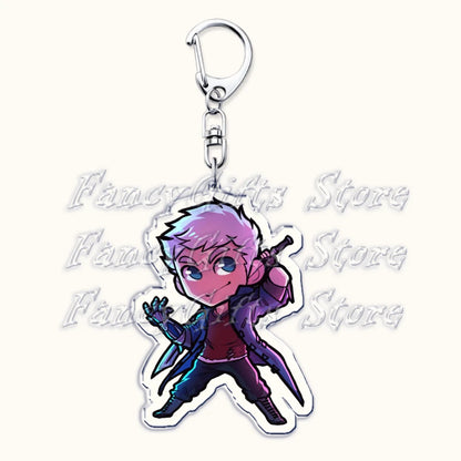 Calssic Demon Video Game Chibi Keychains for Accessories Bag Dante Vergil Nero Sparda Lady Trish V Keyrings Jewelry Gaming Gifts