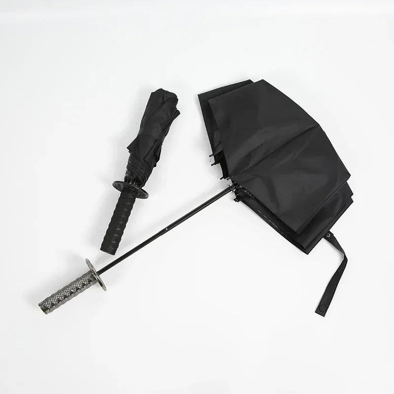 Unleash Your Inner Warrior! Samurai Katana Umbrella - 3-Folding, Windproof & Portable, Perfect for Cosplay or Everyday