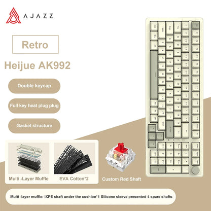 Ajazz AK992 Wired Mechanical Keyboard 98-Key Full Layout  Hot-Swap USB Gaming keyboard Multimedia Key Knob for Desktop PC Laptop
