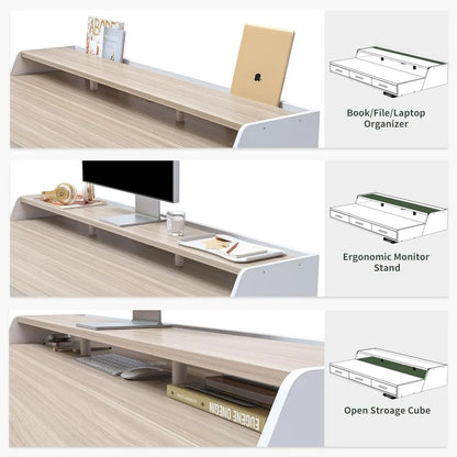 Electric Standing Desk with Drawers, 55x26 Inch Adjustable Height, Stand Up Desk with Monitor Shelf, Sit Stand Home Office Desk