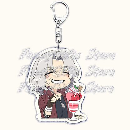 Calssic Demon Video Game Chibi Keychains for Accessories Bag Dante Vergil Nero Sparda Lady Trish V Keyrings Jewelry Gaming Gifts