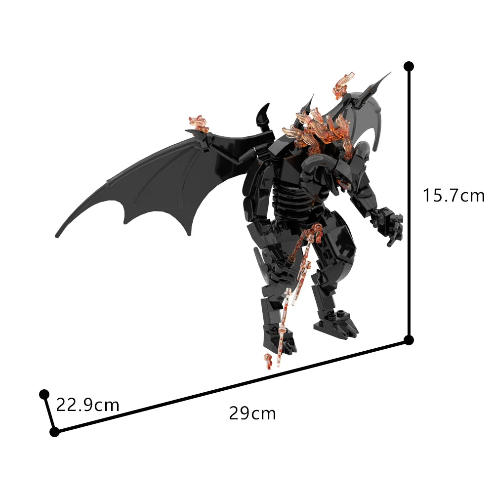 Gobricks MOC Rings Movie Figure Balrogs Monster Building Block Set Balroged of Moria Bricks Demons Model Toys Gifts Juguetes