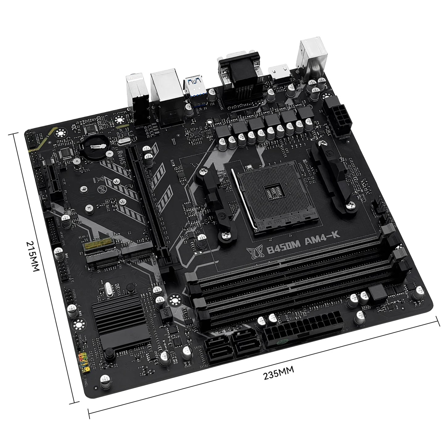MACHINIST B450M-AM4-K ADM Motherboard Supports AM4 Series (Ryzen 1-5 CPU) DDR4 RAM Dual NVME M.2 With HDMI Interface VGA DP