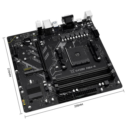 MACHINIST B450M-AM4-K ADM Motherboard Supports AM4 Series (Ryzen 1-5 CPU) DDR4 RAM Dual NVME M.2 With HDMI Interface VGA DP