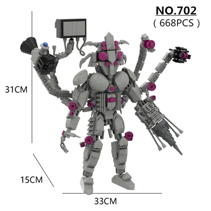 New Skibidi Toilet Building Blocks Set Gold Clock Man With Sword Guitor Speaker Man Titan Computer Man Toys For Boys Xmas Gifts