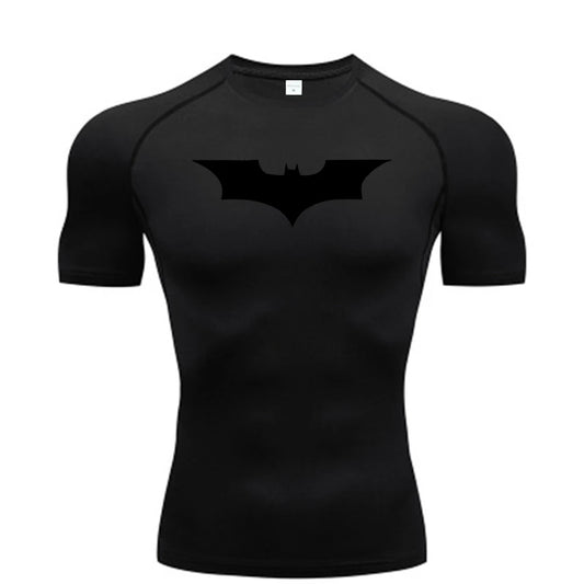 Men’s Bat Print Compression Shirt – Quick Dry Athletic Gym Tee