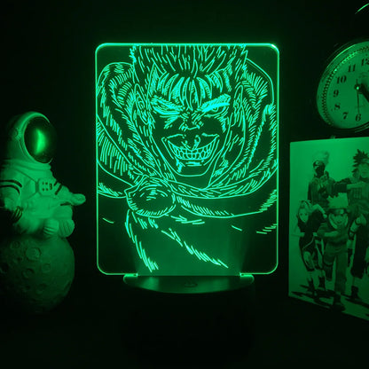 Berserk Guts 3D LED Night Light – Anime Acrylic Lamp with Remote Control