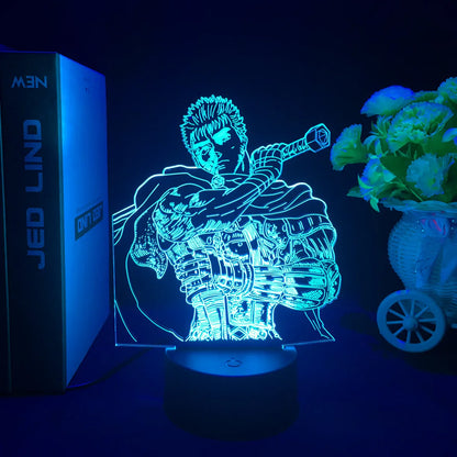 Berserk Guts 3D LED Night Light – Anime Acrylic Lamp with Remote Control