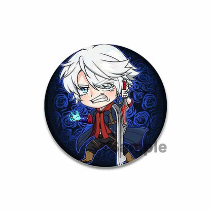 58mm Game Anime Devil May Cry Brooches Dante Cartoon Badge HD Print Handmade Pins for Backpack Accessories Clothes Decoration