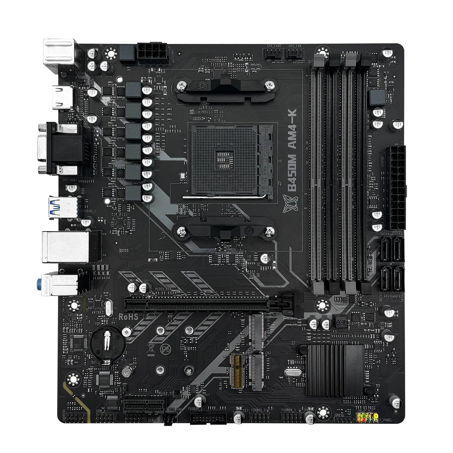 MACHINIST B450M-AM4-K ADM Motherboard Supports AM4 Series (Ryzen 1-5 CPU) DDR4 RAM Dual NVME M.2 With HDMI Interface VGA DP
