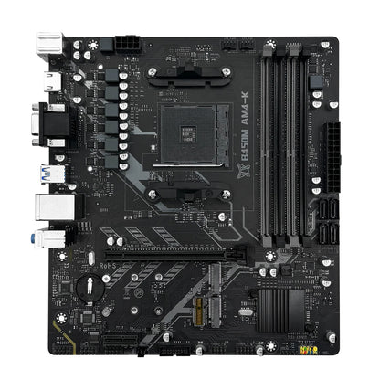 MACHINIST B450M-AM4-K ADM Motherboard Supports AM4 Series (Ryzen 1-5 CPU) DDR4 RAM Dual NVME M.2 With HDMI Interface VGA DP