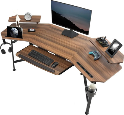 Aero 72" LED Wing‑Shaped Gaming Desk – RGB Studio Setup