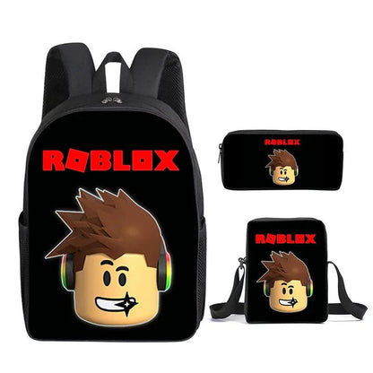 Roblox 3-Piece Backpack Set - Backpack, Shoulder Bag & Pencil Case - 3D Printed, Perfect for School & Gamer Style