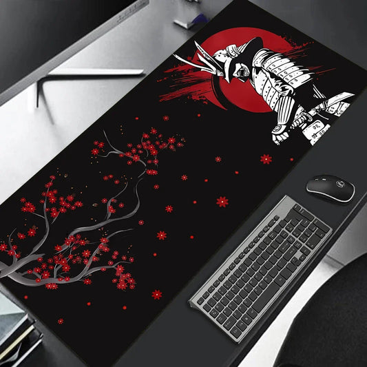 Japanese Sakura Samurai Black Mouse Pad Computador Gamer Table Mat Gaming Laptop Desk PC Mousepad 900x400 Computer Table Gaming