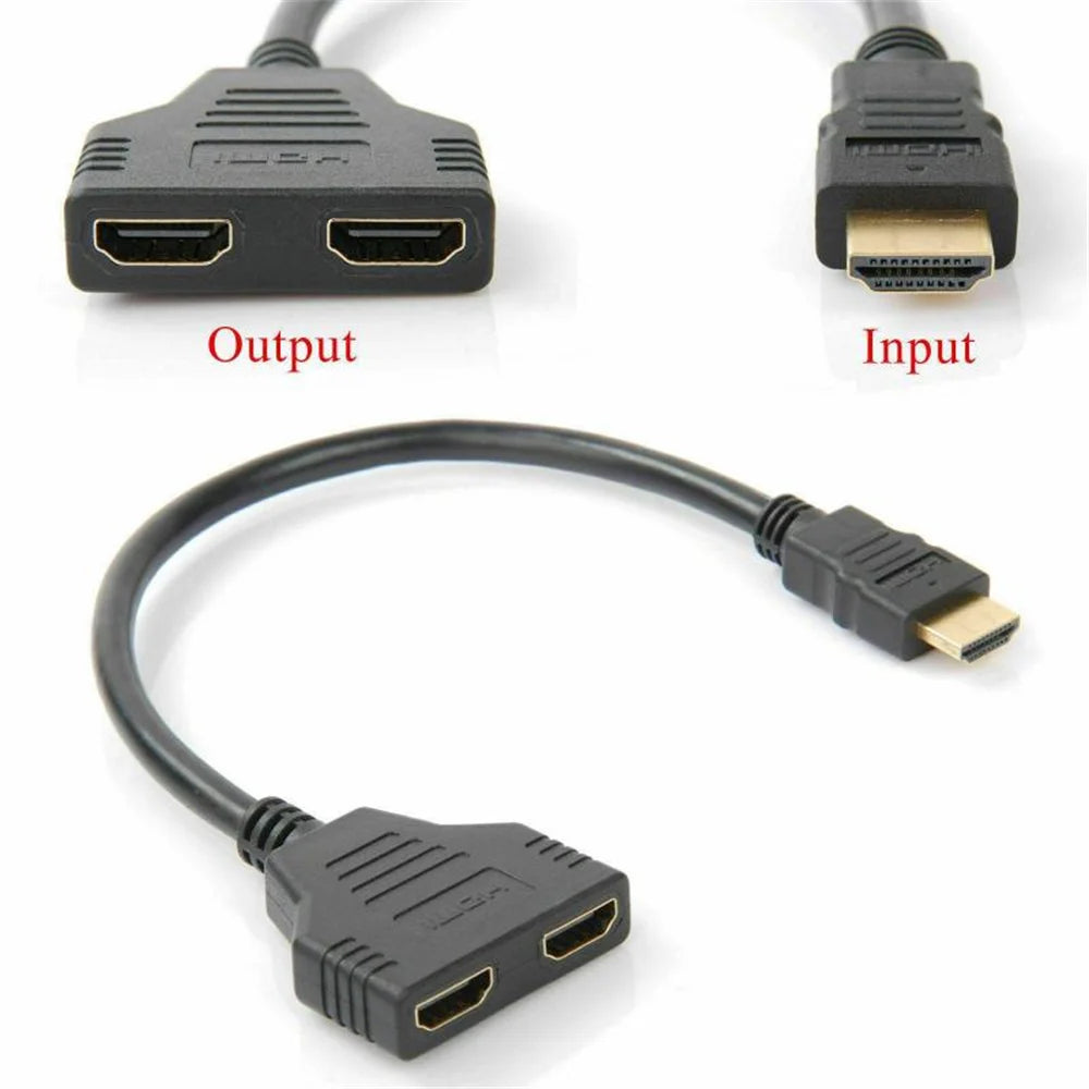 HD 1080P HDMI Splitter Dual Port 1 in 2 Out Cable Male To Female HDTV Adapter For Laptop TV Box Monitor HDMI-Compatible Splitter