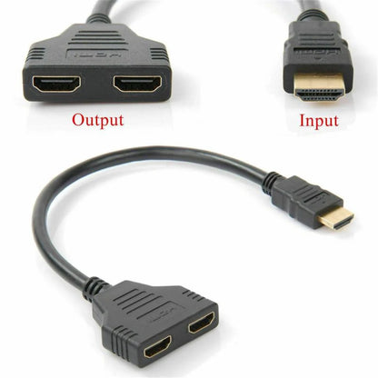 HD 1080P HDMI Splitter Dual Port 1 in 2 Out Cable Male To Female HDTV Adapter For Laptop TV Box Monitor HDMI-Compatible Splitter