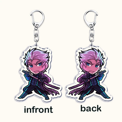Calssic Demon Video Game Chibi Keychains for Accessories Bag Dante Vergil Nero Sparda Lady Trish V Keyrings Jewelry Gaming Gifts