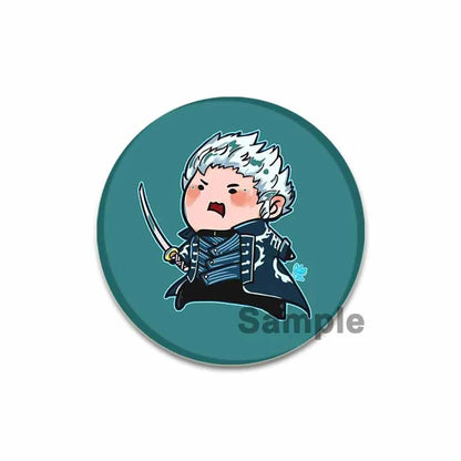 58mm Game Anime Devil May Cry Brooches Dante Cartoon Badge HD Print Handmade Pins for Backpack Accessories Clothes Decoration