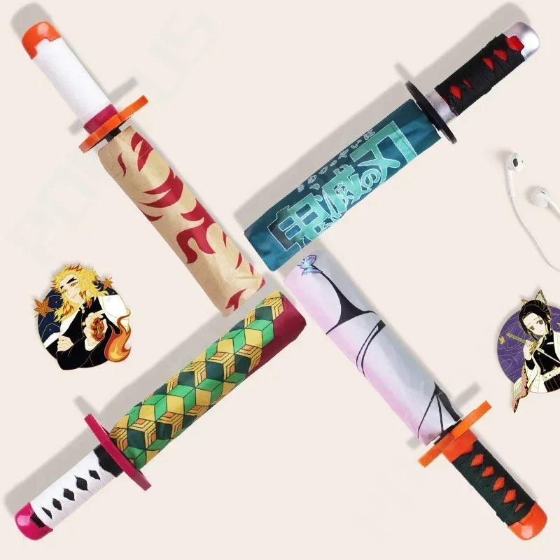 Unleash Your Inner Demon Slayer! Katana Umbrellas - Tanjiro, Shinobu, Rengoku & More - Unique Anime Style for Sun & Rain