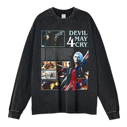 Devil May Cry Long Sleeve Shirt | Oversized Dante & Vergil Tee – Harajuku Style