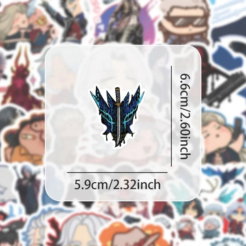 50pcs Devil May Cry Game Stickers Suitcase Water Cup Stationery Mobile Phone Car Scooter Laptop Refrigerator Decoration Stickers