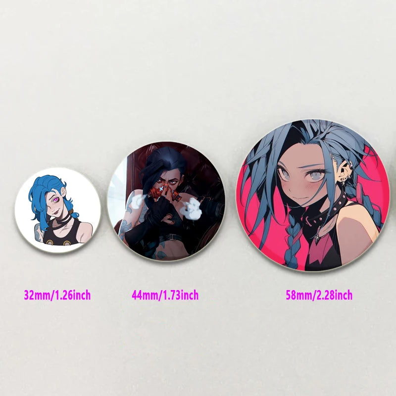 Arcane Anime Tinplate Brooches - Cartoon Pins for Backpack, Clothes, and Hat Accessories