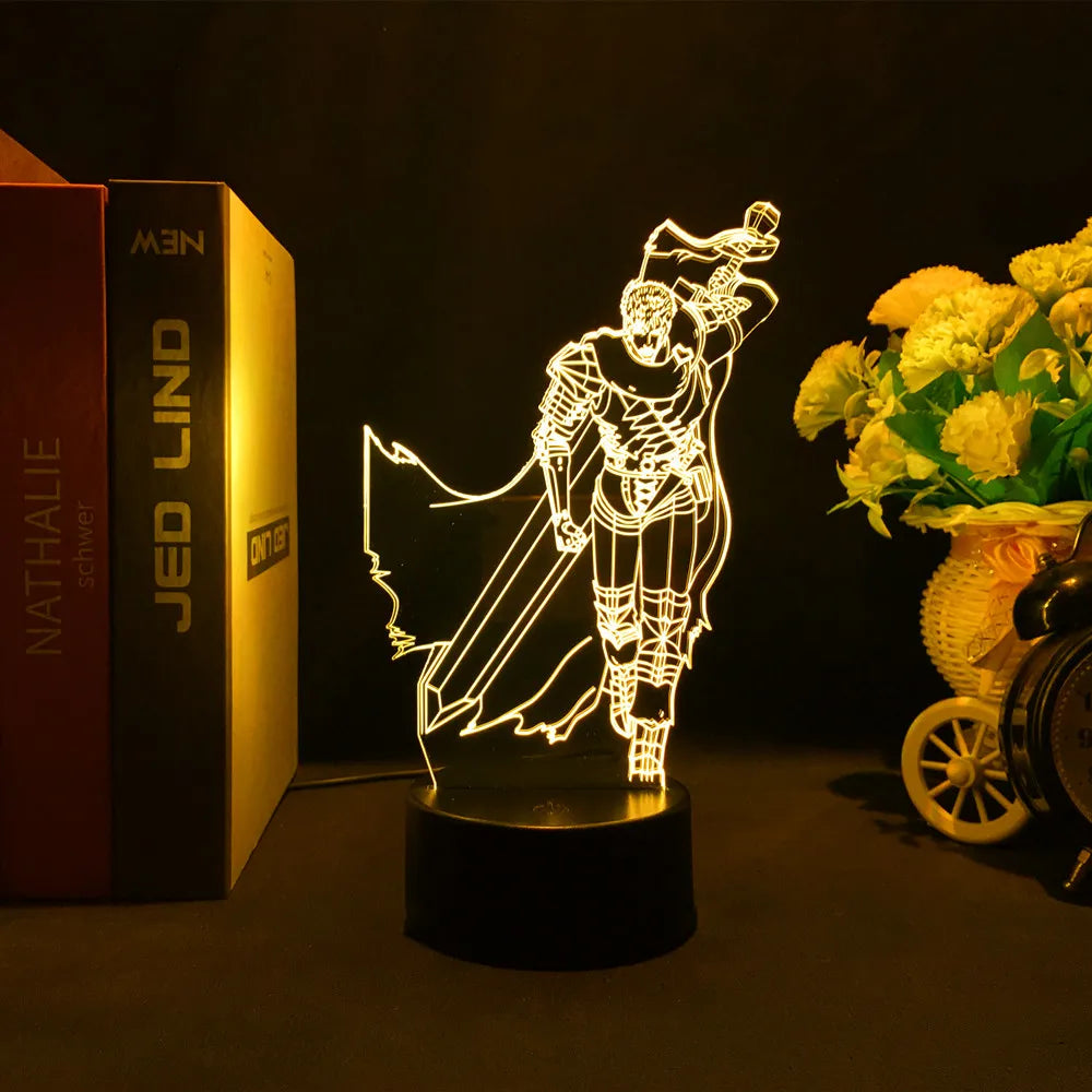 Berserk Guts 3D LED Night Light – Anime Acrylic Lamp with Remote Control