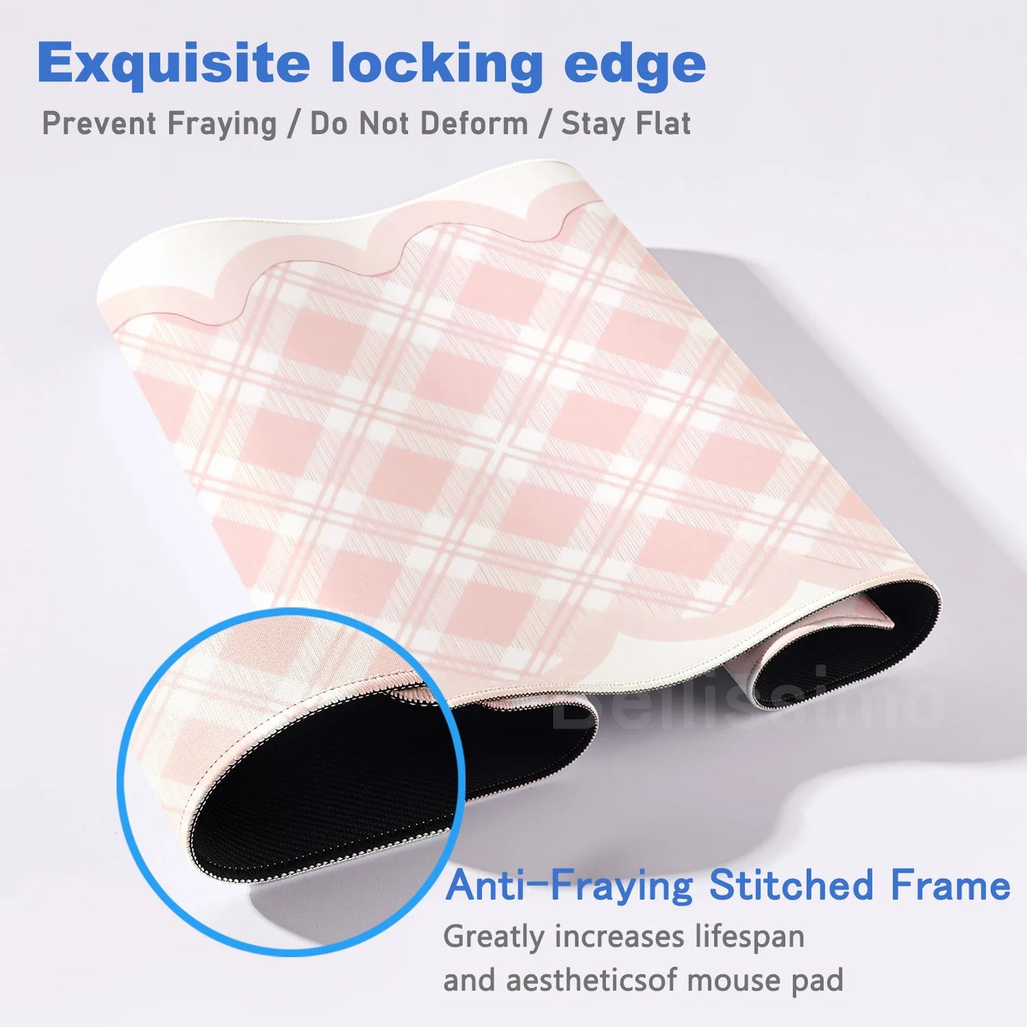 Pink White Mousepad Cute Rabbit Grid Desk Mat Computer Gaming Keyboard Extended Mouse Pad Office Accessories Pc Gamer Anime Rug