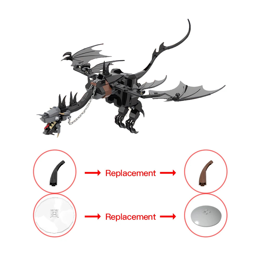 Gobricks MOC The Fell Beast Bricks Model Rings Movie Series Beast Building Block Creative DIY Assembly Collection Toys Gfit