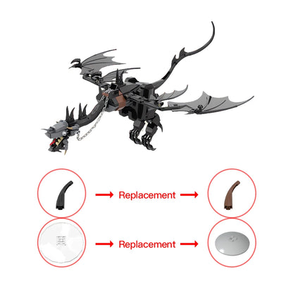 Gobricks MOC The Fell Beast Bricks Model Rings Movie Series Beast Building Block Creative DIY Assembly Collection Toys Gfit