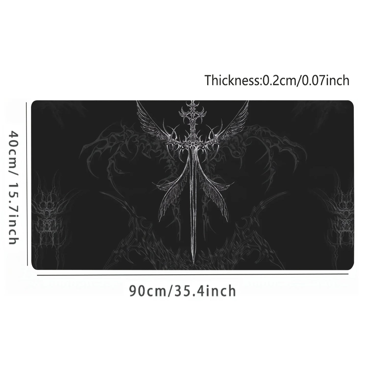 Cybersigilism Angel Sword Gaming Mouse Pad Keyboard Mat Large Desk Mat Dark Fantasy Art Non-Slip Home Computer Accessories