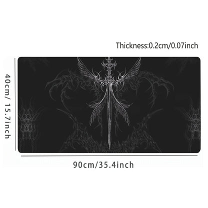 Cybersigilism Angel Sword Gaming Mouse Pad Keyboard Mat Large Desk Mat Dark Fantasy Art Non-Slip Home Computer Accessories